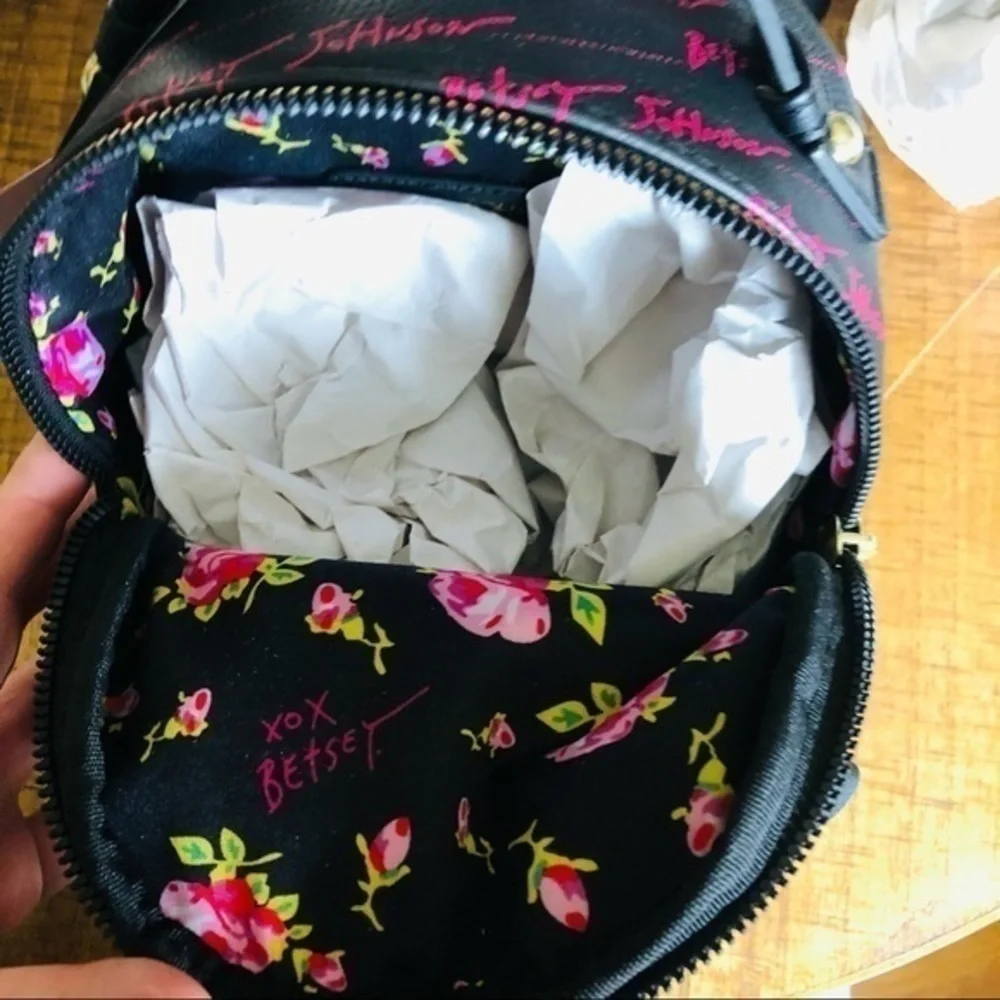 Betsey Johnson Puppy Face Mini Backpack Pink Black 3D Ears NWT